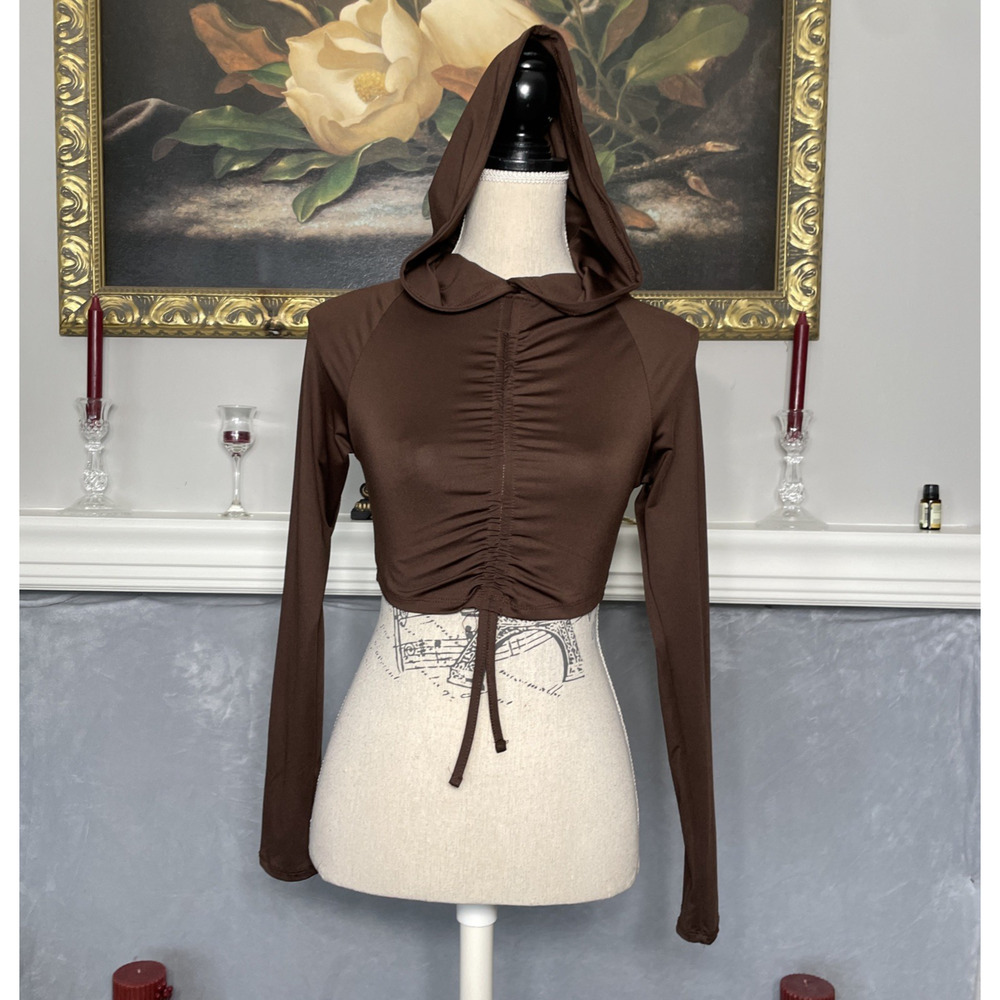 Sommer Ray Athletic Gym Brown Crop Top Long Sleeve Small